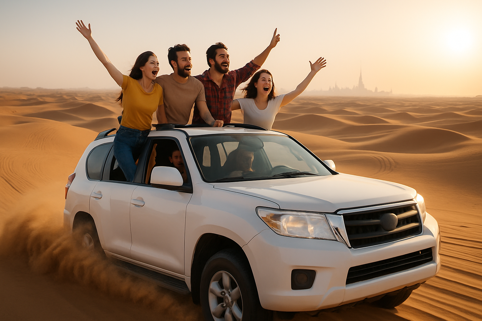 Adventure seekers enjoying a desert safari near Dubai